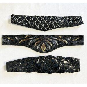 Set of Three Women's Vintage Art Deco Style Beaded Sequin Cummerbund Belts